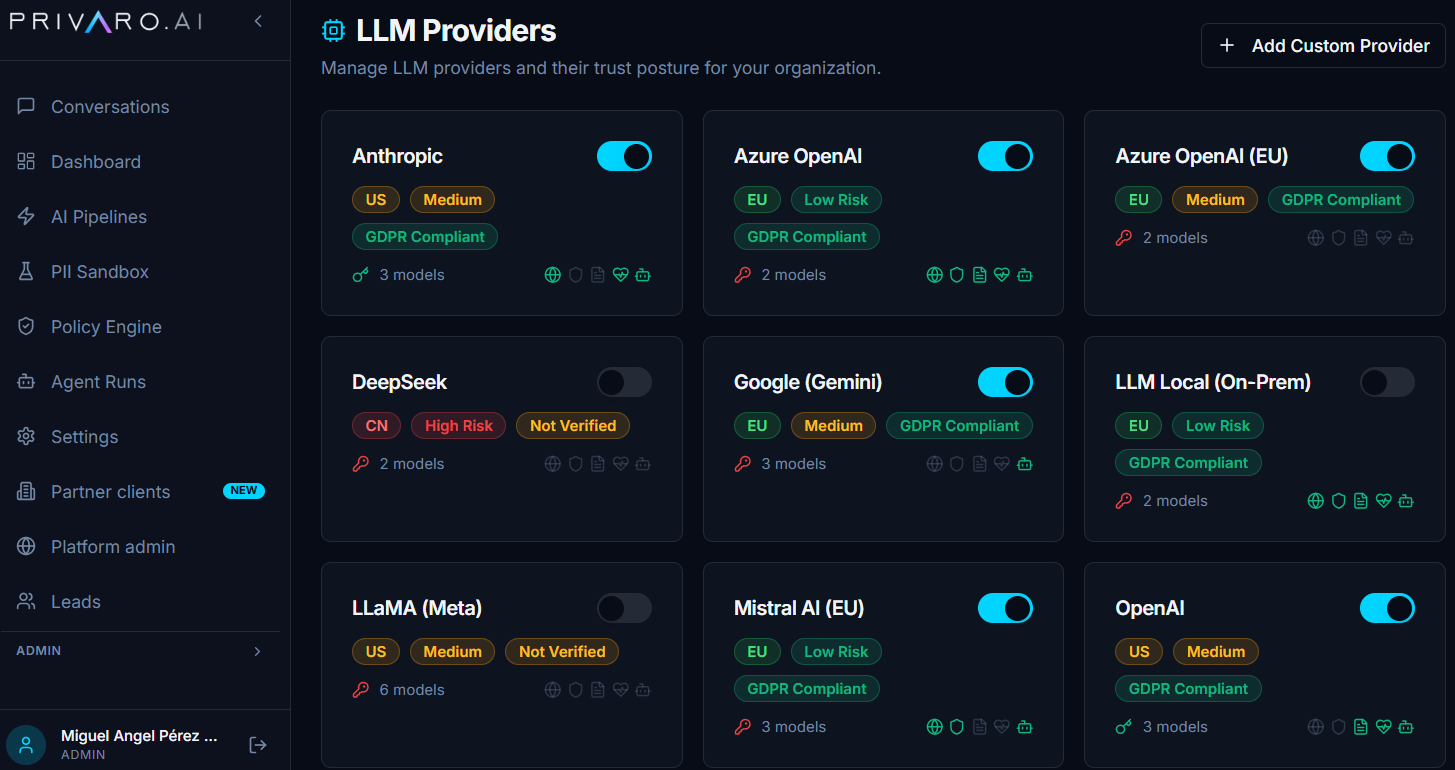 Privaro LLM Providers